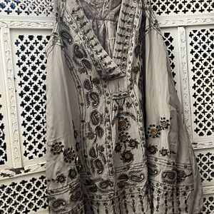 Free People Taupe Embroidered tunic can be a mini dress